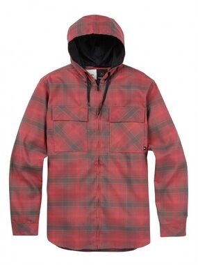 Analog Red Plaid Lightweight Hooded Shirt Jacket